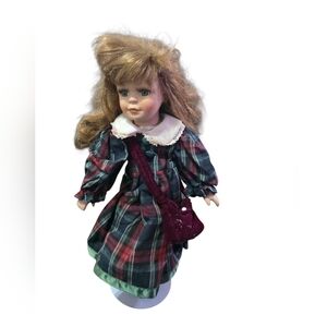 Plaid Dress Doll with Brown Hair